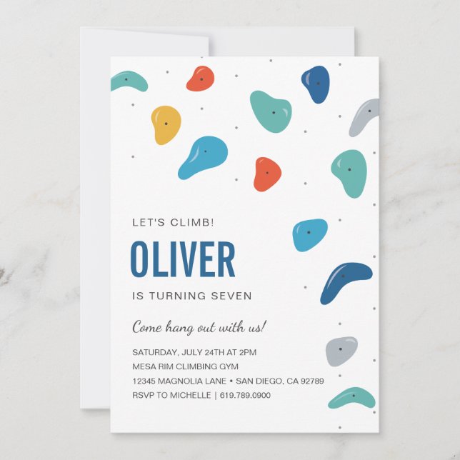 Invitación a la fiesta de cumpleaños de escalada d (Anverso)