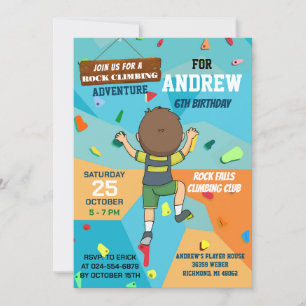Invitación a la fiesta de cumpleaños de escalada d