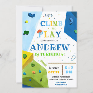 Invitación a la fiesta de cumpleaños de escalada d