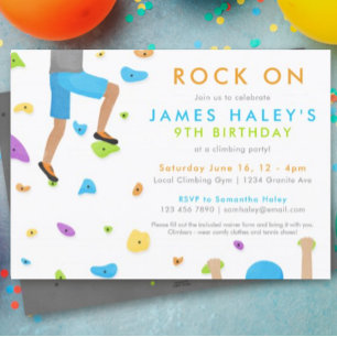 Invitación a la fiesta de cumpleaños de escalada e