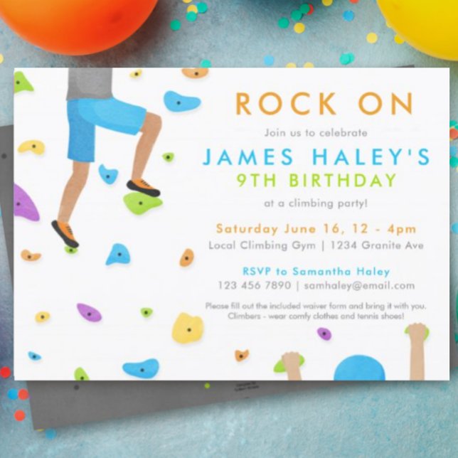 Invitación a la fiesta de cumpleaños de escalada e (rock climbing invitation)