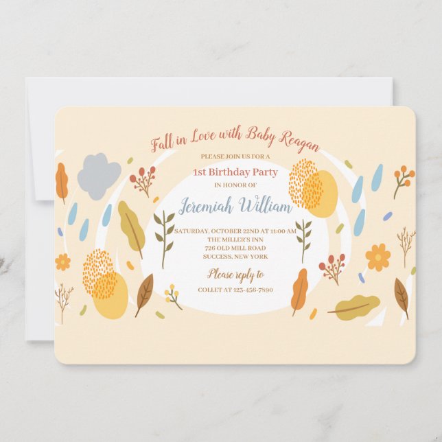 Invitación a la Fiesta de Cumpleaños de Fall in Lo (Anverso)