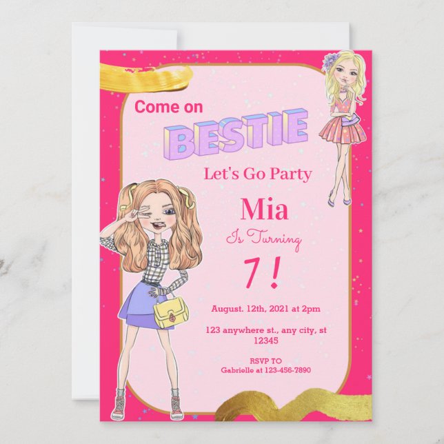 Invitación a la fiesta de cumpleaños de Fashion Do (Anverso)