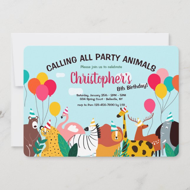 Invitación a la fiesta de cumpleaños de fiestas An (Anverso)