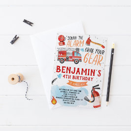 Invitación a la fiesta de cumpleaños de Fire Truck