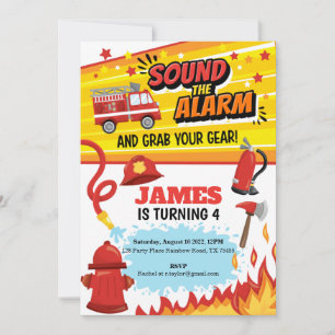 Invitación a la fiesta de cumpleaños de Fire Truck