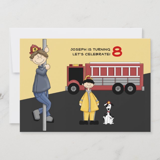 Invitación a la fiesta de cumpleaños de Fireman (Anverso)