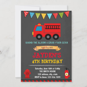 Invitación a la fiesta de cumpleaños de Firetruck