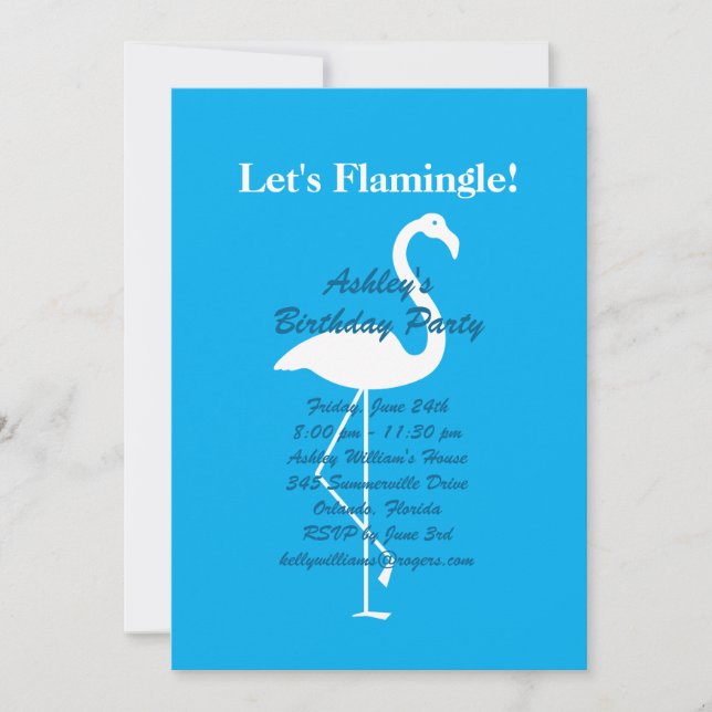 Invitación a la fiesta de cumpleaños de Flamingle- (Anverso)