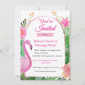 Invitación a la fiesta de cumpleaños de Flamingo T