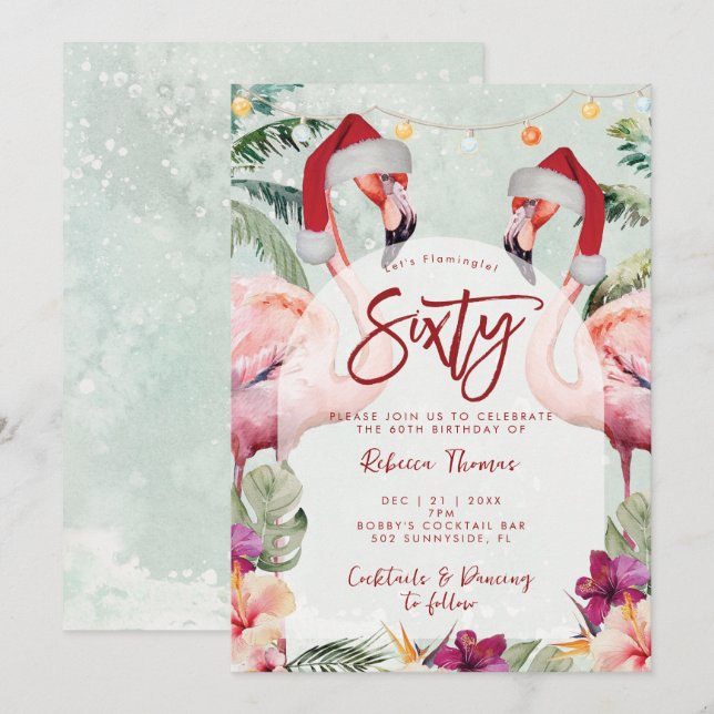 Invitación a la fiesta de cumpleaños de flamingo t (Anverso / Reverso)