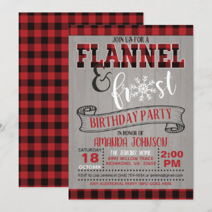 Invitación a la fiesta de cumpleaños de Flannel y