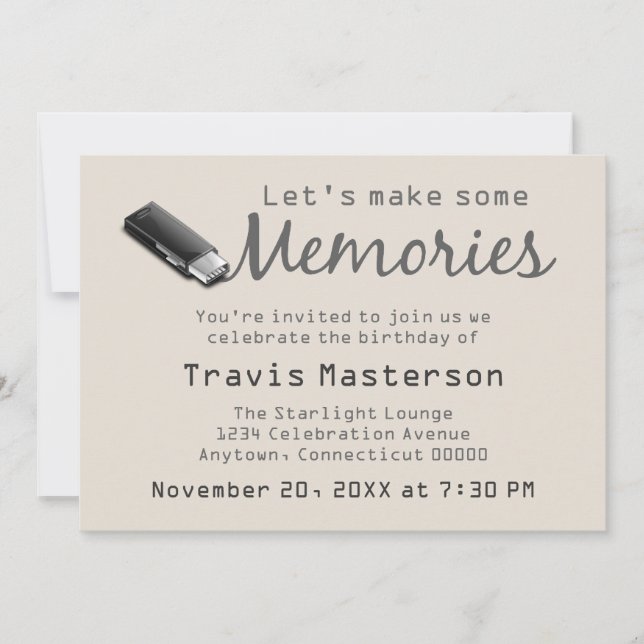 Invitación a la fiesta de cumpleaños de Flash Driv (Anverso)