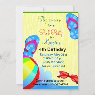 Invitación a la fiesta de cumpleaños de Flip Flops