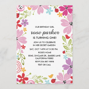 Invitación a la fiesta de cumpleaños de Floral Gar