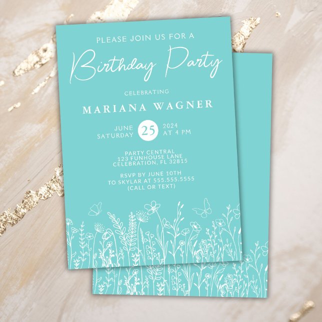 Invitación a la fiesta de cumpleaños de flores sil (Subido por el creador)