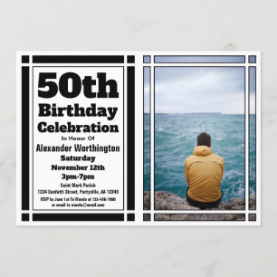 Invitación a la fiesta de cumpleaños de foto Black