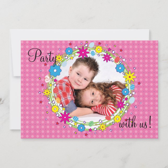 Invitación a la fiesta de cumpleaños de fotos de F (Anverso)