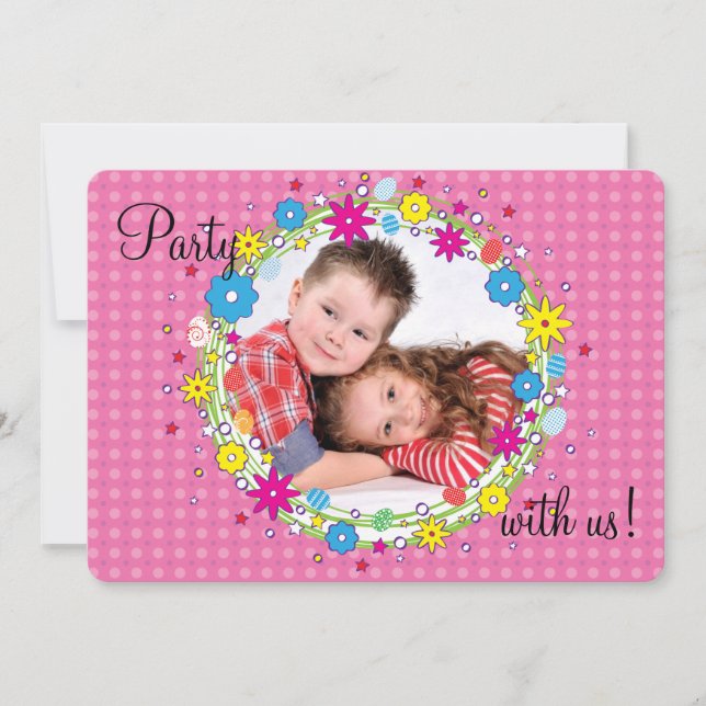 Invitación a la fiesta de cumpleaños de fotos de F (Anverso)