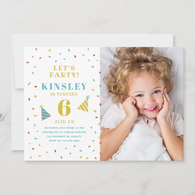 Invitación a la fiesta de cumpleaños de fotos de l (Anverso)
