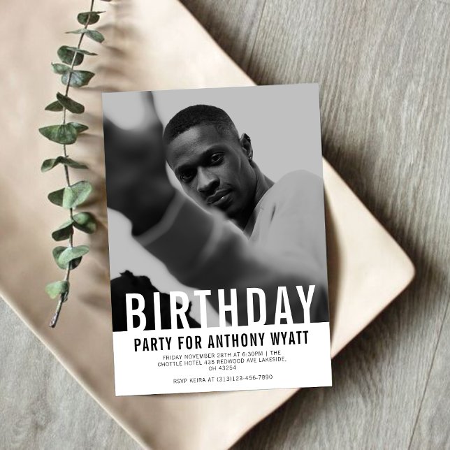 Invitación a la fiesta de cumpleaños de fotos en b (Subido por el creador)