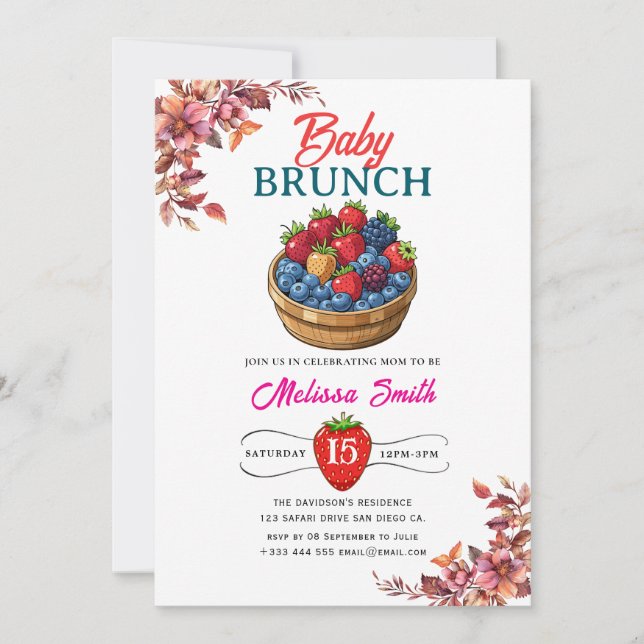 Invitación a la fiesta de cumpleaños de frambuesa (Anverso)