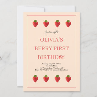 Invitación a la fiesta de cumpleaños de fresa Berr