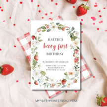 Invitación a la Fiesta de Cumpleaños de Fresa Edit