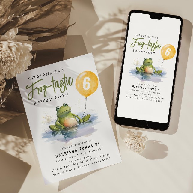 Invitación a la fiesta de cumpleaños de Fun Frog-t (Subido por el creador)