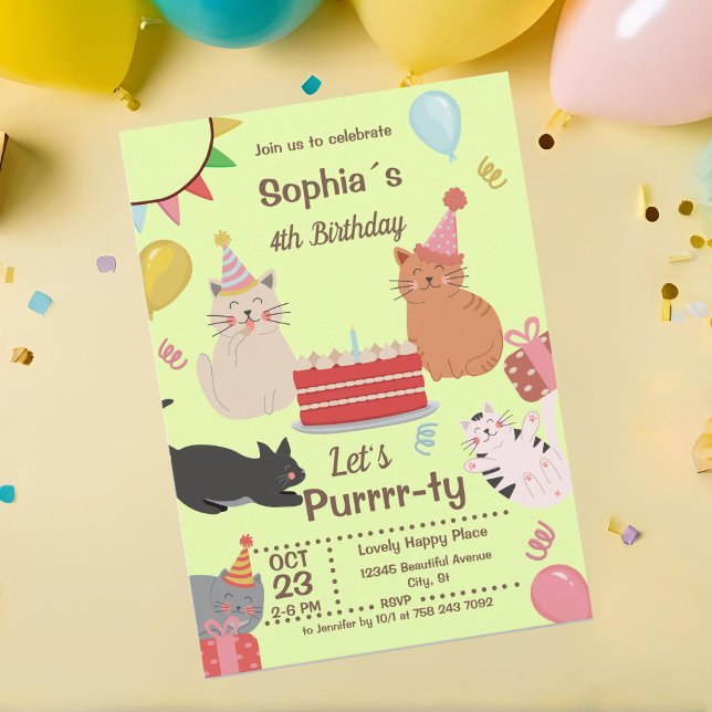 Invitación a la fiesta de cumpleaños de Fun Kitty  (Subido por el creador)