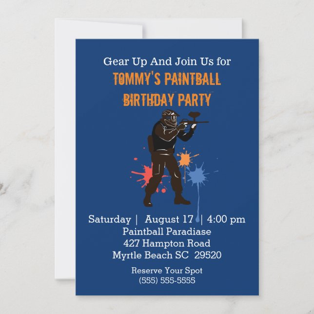 Invitación a la fiesta de cumpleaños de Fun Paintb (Anverso)