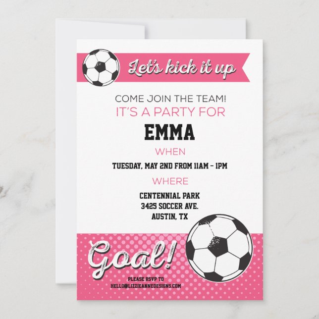 Invitación a la fiesta de cumpleaños de fútbol las (Anverso)