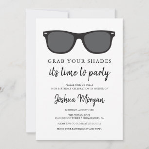 Invitación a la fiesta de cumpleaños de gafas de s