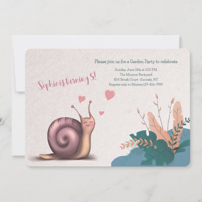 Invitación a la fiesta de cumpleaños de Garden Sna (Anverso)