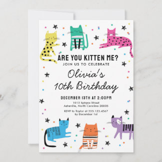 Invitación a la fiesta de cumpleaños de gatos de K