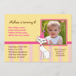 Invitación a la fiesta de cumpleaños de gatos gato