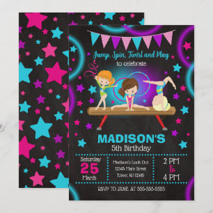 Invitación a la fiesta de cumpleaños de gimnasia c