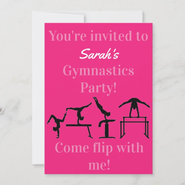 Invitación a la fiesta de cumpleaños de gimnasia p (Anverso)