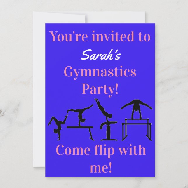 Invitación a la fiesta de cumpleaños de gimnasia p (Anverso)
