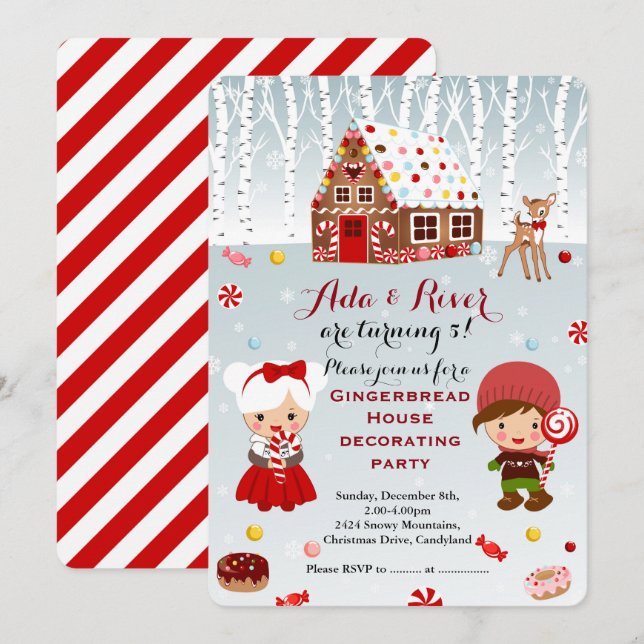 Invitación a la fiesta de cumpleaños de Gingerbrea (Anverso / Reverso)