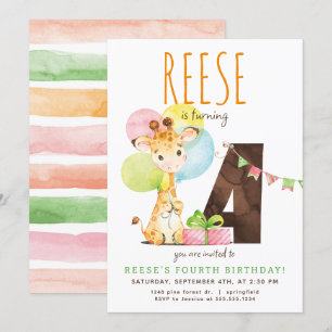 Invitación a la fiesta de cumpleaños de Giraffe