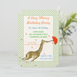 Invitación a la fiesta de cumpleaños de Giraffe Bu