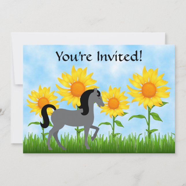 Invitación a la fiesta de cumpleaños de girasol y  (Anverso)