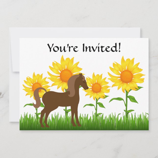 Invitación a la fiesta de cumpleaños de girasol y  (Anverso)