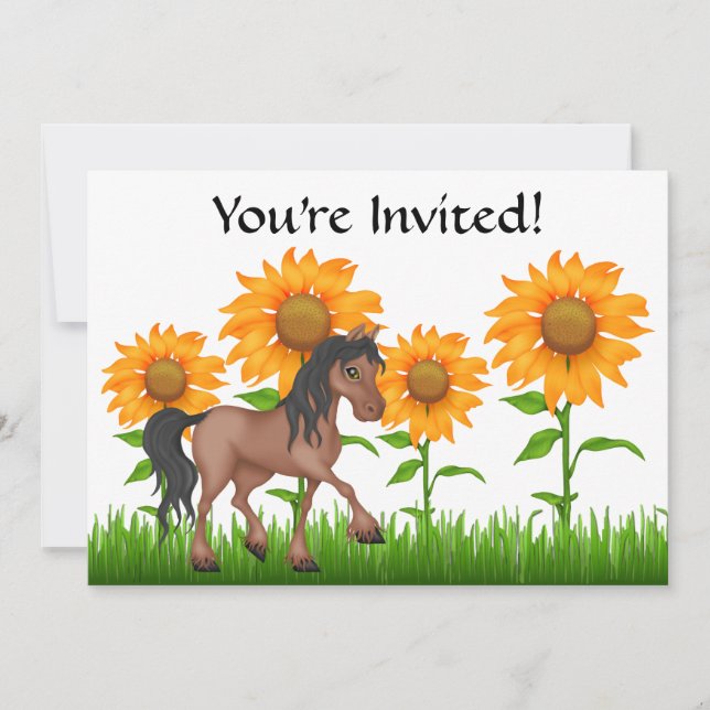Invitación a la fiesta de cumpleaños de girasol y  (Anverso)