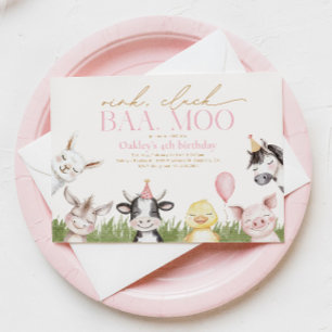 Invitación a la fiesta de cumpleaños de Girly Farm