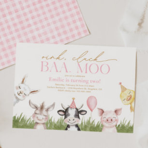 Invitación a la fiesta de cumpleaños de Girly Farm