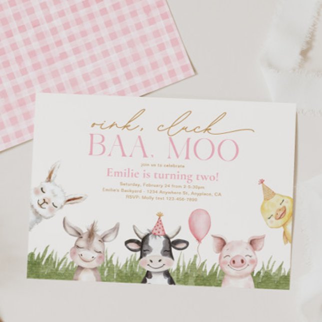 Invitación a la fiesta de cumpleaños de Girly Farm (Subido por el creador)