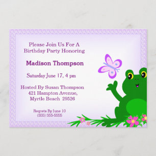 Invitación a la fiesta de cumpleaños de Girly Frog