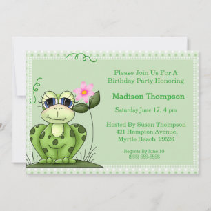 Invitación a la fiesta de cumpleaños de Girly Frog